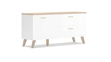 Тумба однодверная с ящиками Helmi (Хельми), Гикори кингстон+Белый блеск